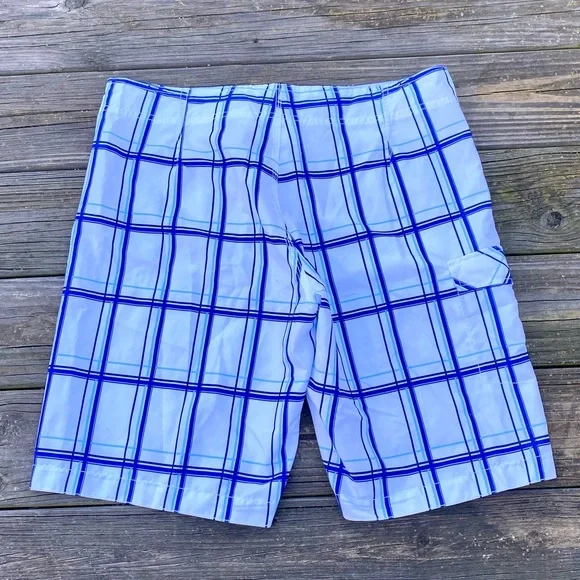 Old Navy Men’s board shorts swim trunks white and blue sz large - Picture 8 of 8